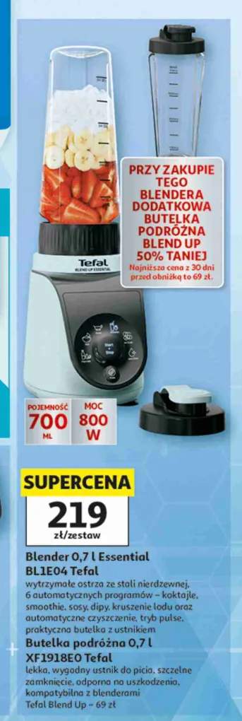 Zestaw blender Tefal BL1E04 + butelka podróżna Tefal XF1918EO