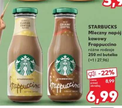 Mleczny napój kawowy Frappuccino Starbucks Classic Vanilla +1 wariant