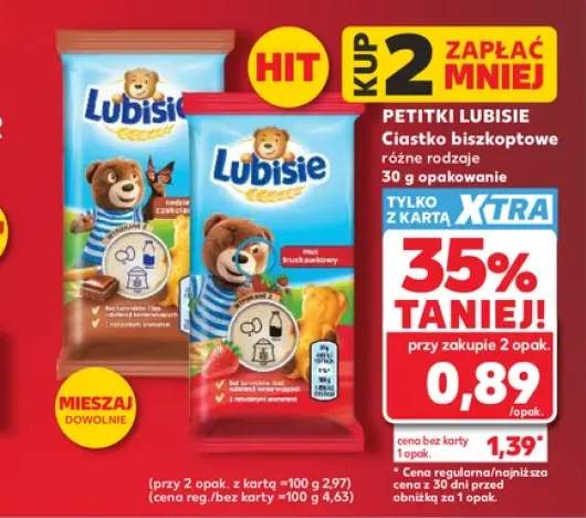 Ciastko biszkoptowe Petitki Lubisie czekoladowe +1 wariant