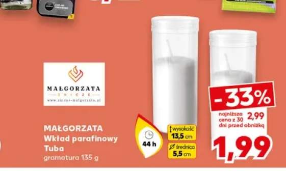 Wkład parafinowy do zniczy Małgorzata Tuba