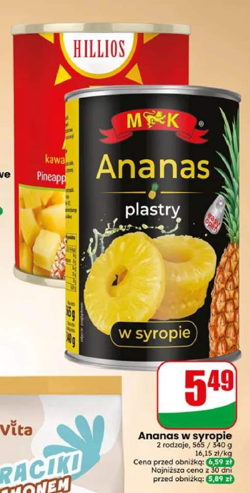 Ananas w puszce plastry w syropie M&K +1 wariant