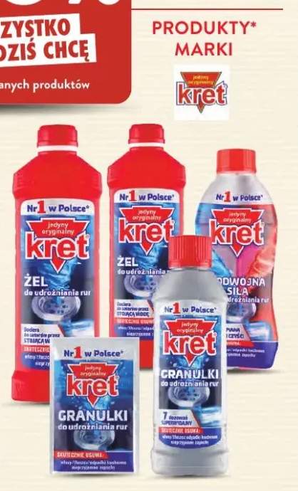Żel do udrożniania rur Kret +3 warianty