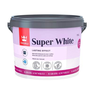 Farba Tikkurila Super White biała 10L + 1L gratis