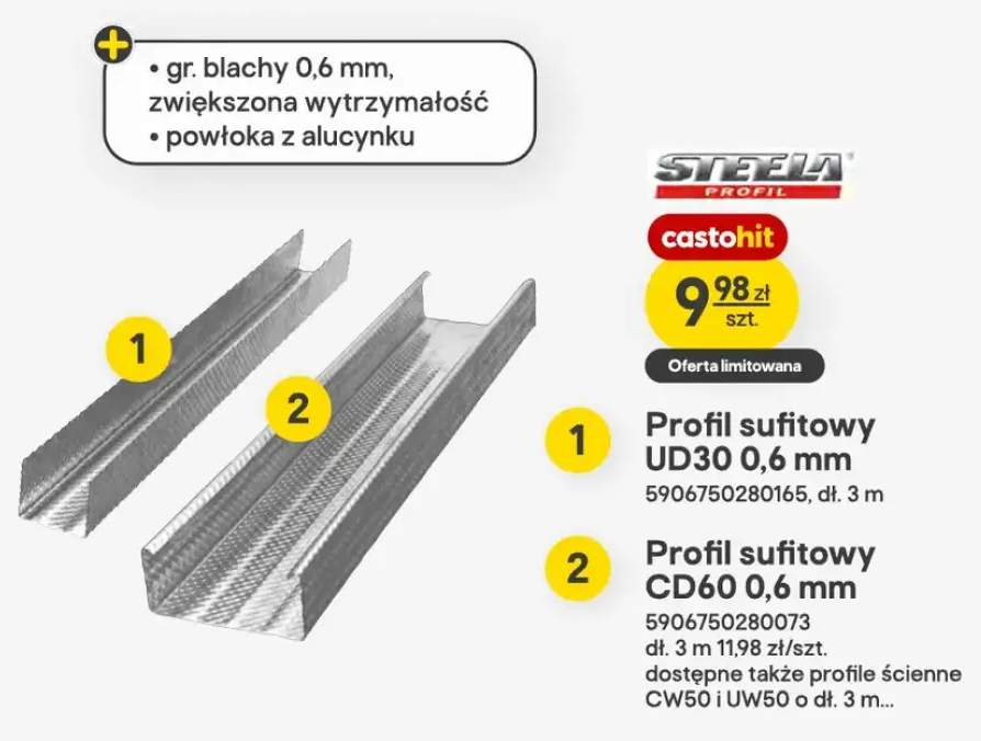 Profil sufitowy UD30 0,6 mm Steela Profil