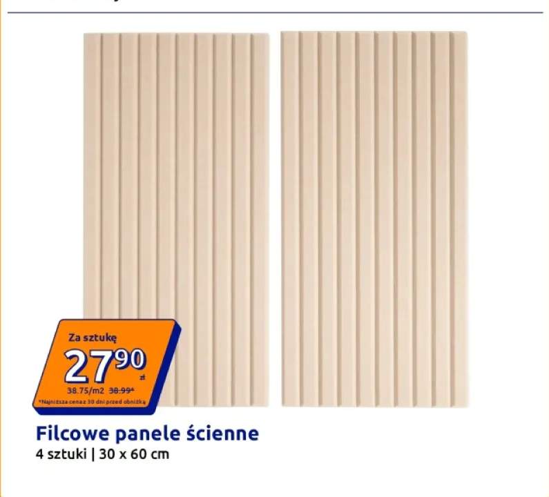Filcowe panele ścienne 4-pak 30x60 cm