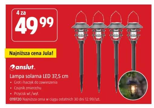 Lampa solarna LED 37,5 cm Anslut 4-pak