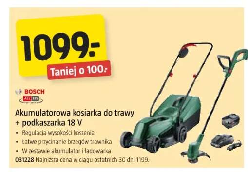 Zestaw akumulatorowa kosiarka do trawy + podkaszarka Bosch
