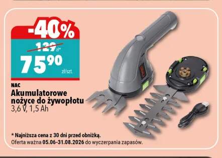 Akumulatorowe nożyce do żywopłotu NAC