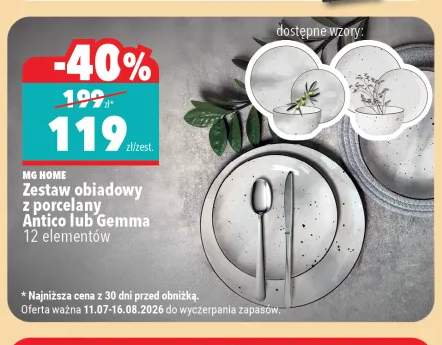 Zestaw obiadowy z porcelany Antico MG Home 12 elementów +1 wariant