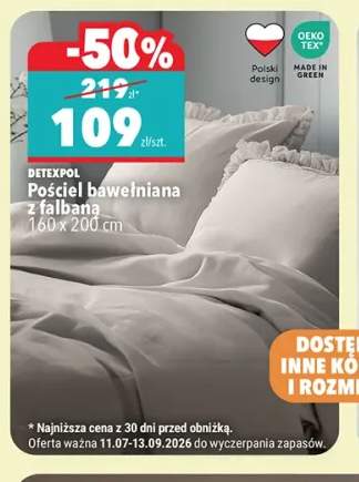 Pościel bawełniana z falbaną Detexpol 160x200 cm