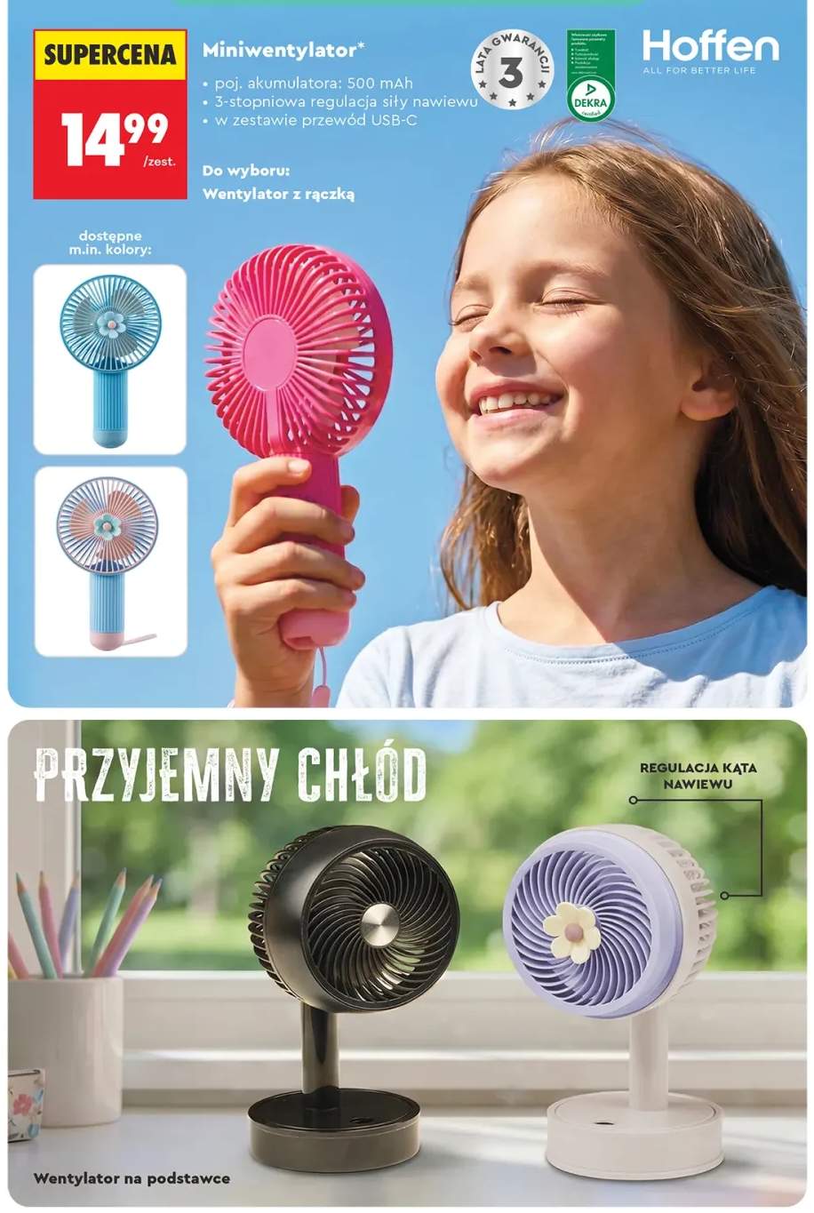 Miniwentylator z rączką Hoffen