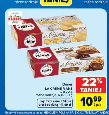 Deser La Crème Rians cytrynowy 2-pak +1 wariant