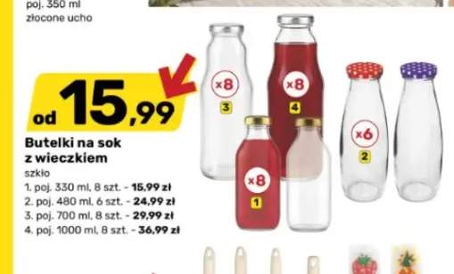Butelki na sok z wieczkiem 8-pak 1000 ml +2 warianty