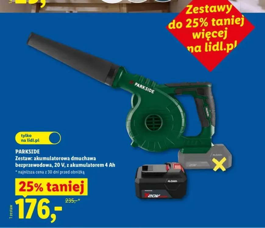 Zestaw akumulatorowa dmuchawa bezprzewodowa Parkside