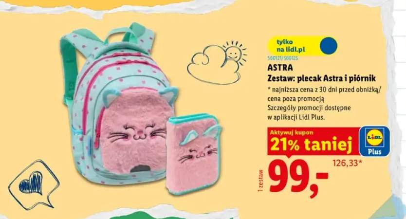 Zestaw plecak Astra + piórnik