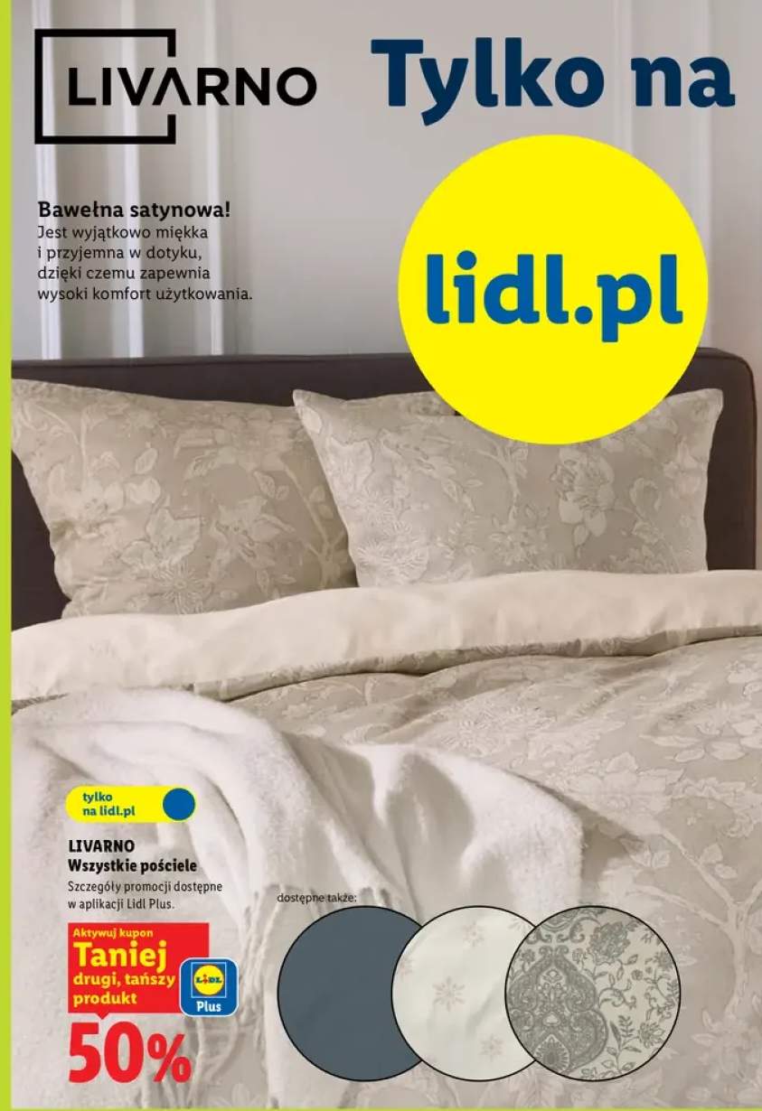 Pościel z bawełny satynowej LIVARNO wzór beżowy +3 warianty