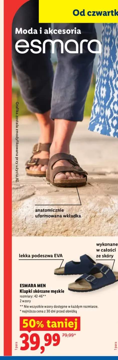 Klapki skórzane męskie Esmara Men