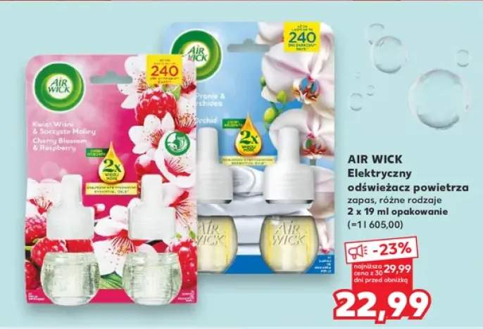 Elektryczny odświeżacz powietrza zapas Air Wick Kwiat Wiśni i Soczyste Maliny 2-pak 19 ml +1 wariant