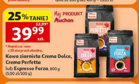 Kawa ziarnista Crema Dolce Auchan +1 wariant