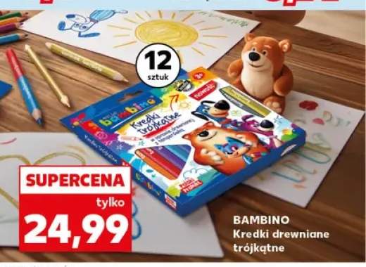 Kredki drewniane trójkątne Bambino