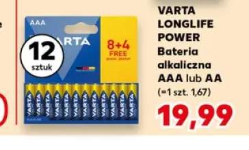 Bateria alkaliczna Varta Longlife Power AAA 12-pak +1 wariant