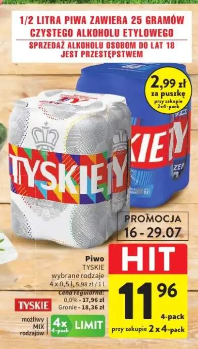 Piwo bezalkoholowe Tyskie 4-pak