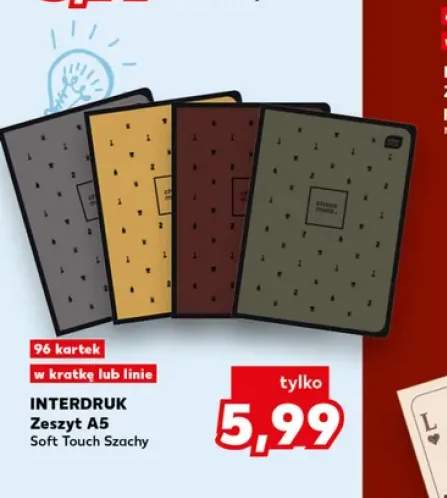 Zeszyt A5 Interdruk Soft Touch Szachy w kratkę +1 wariant