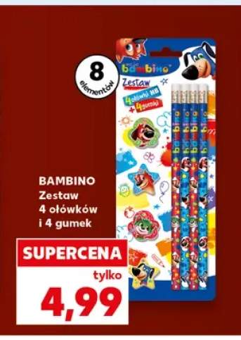 Zestaw 4 ołówków i 4 gumek Bambino
