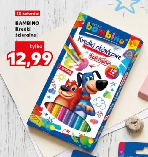 Kredki ołówkowe ścieralne Bambino 12 kolorów