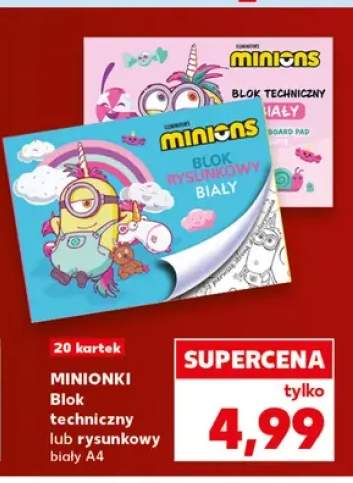Blok rysunkowy biały A4 Minionki 20 kartek