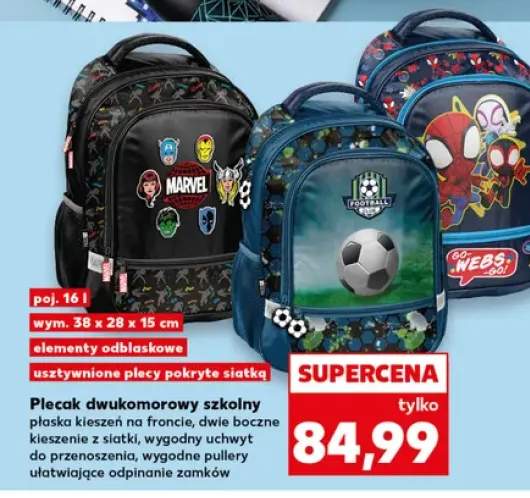 Plecak dwukomorowy szkolny 16 l