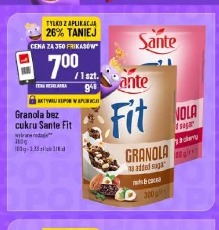 Granola bez cukru Sante Fit nuts & cocoa +1 wariant