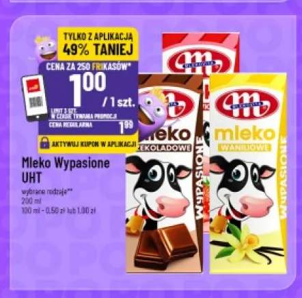 Mleko Wypasione UHT waniliowe Mlekovita +1 wariant