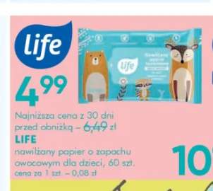 Nawilżany papier toaletowy dla dzieci Life 60-pak