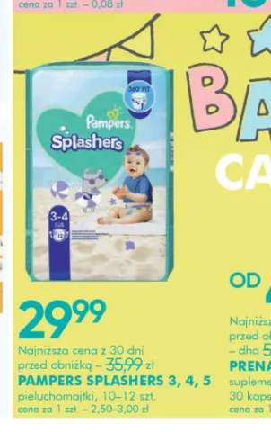 Pieluchomajtki Pampers Splashers rozmiar 4 +1 wariant
