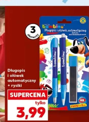 Zestaw długopis i ołówek automatyczny + rysiki Bambino