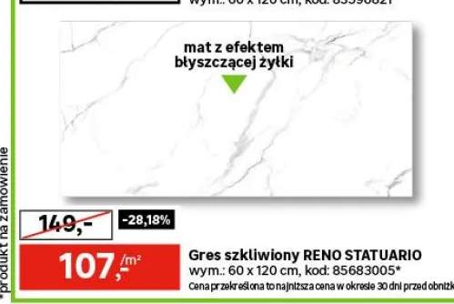Gres szkliwiony Reno Statuario 60x120 Egen