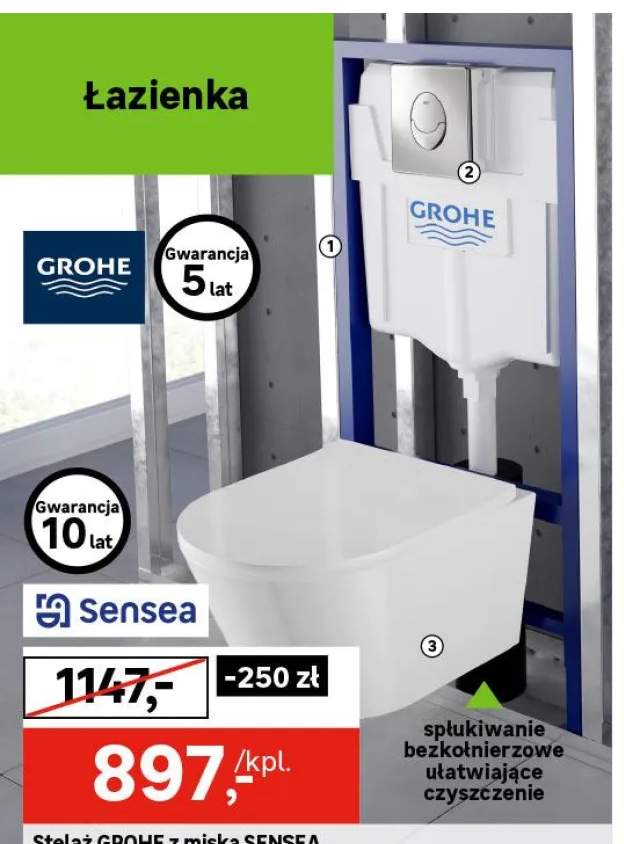 Miska WC wisząca bezkołnierzowa Easy Sensea