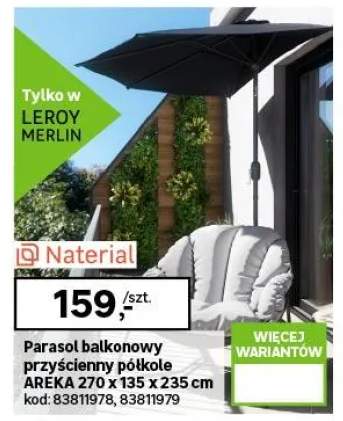 Parasol balkonowy przyścienny półkole Arkea 270x135x235 cm antracyt Naterial