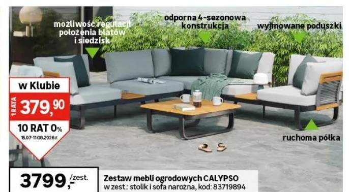 Meble ogrodowe zestaw Calypso szare Naterial