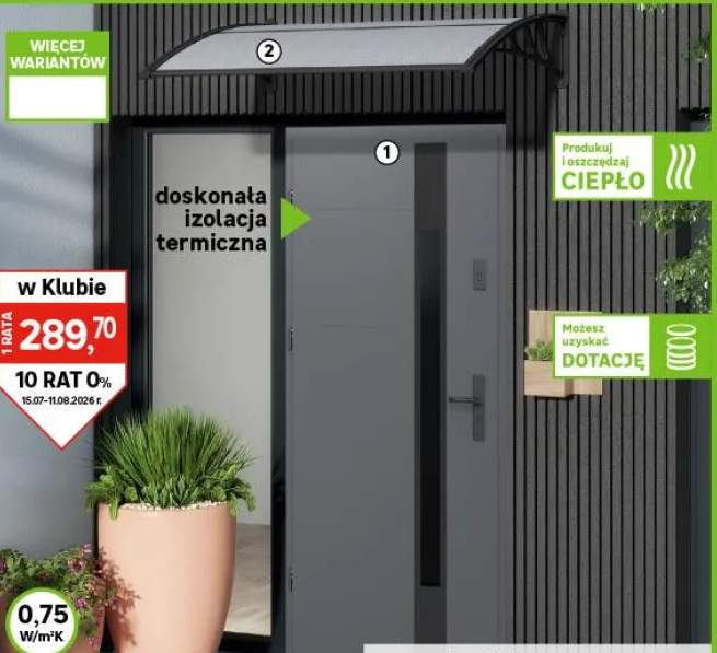 Drzwi stalowe zewnętrzne wejściowe Ariadna Black Passive 90 antracytowe 90 prawe