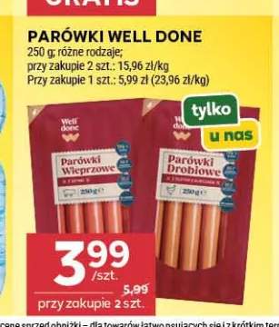 Parówki Well Done Wieprzowe +1 wariant