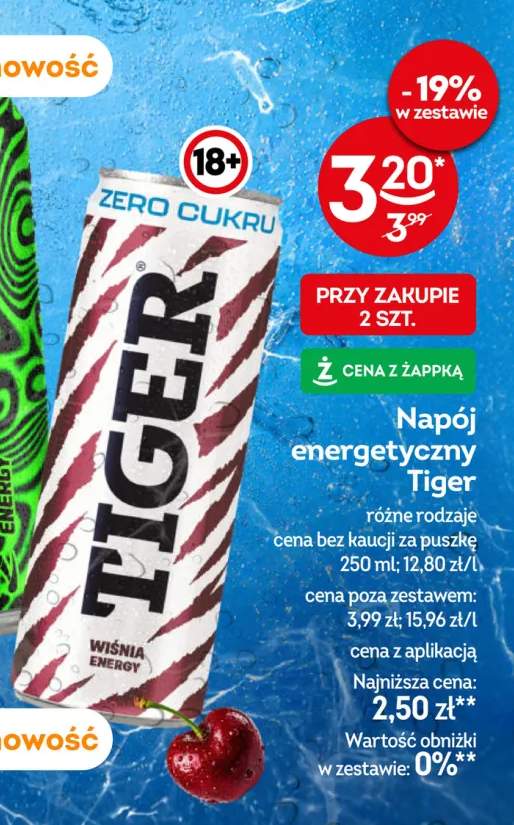Napój energetyczny Tiger Wiśnia Energy Zero Cukru