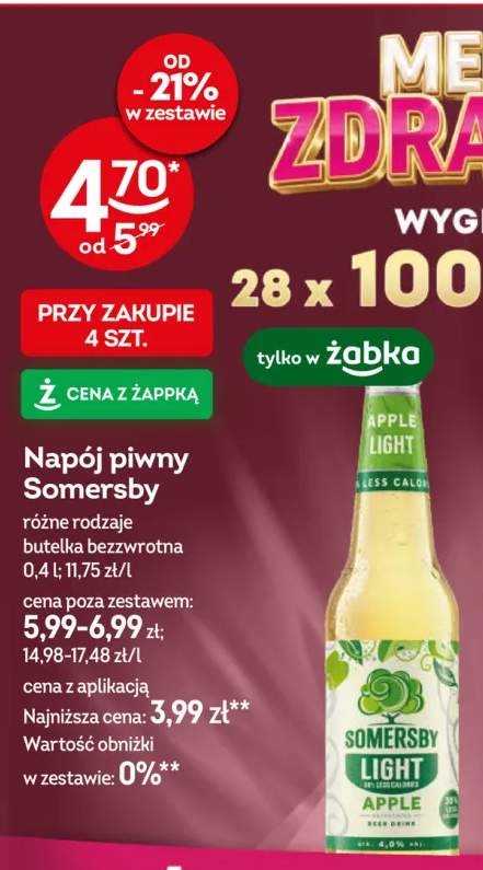 Napój piwny Somersby Light Apple
