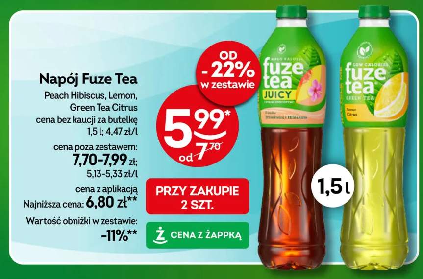 Napój Fuze Tea Peach Hibiscus +2 warianty