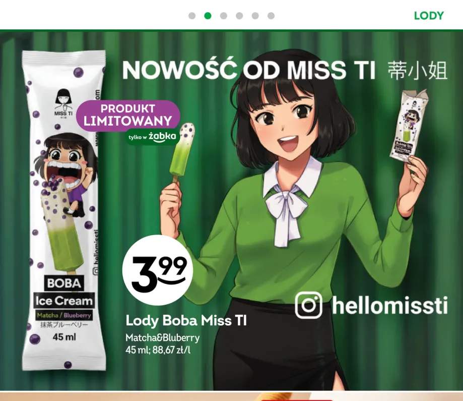 Lody Boba Miss Ti Matcha Blueberry