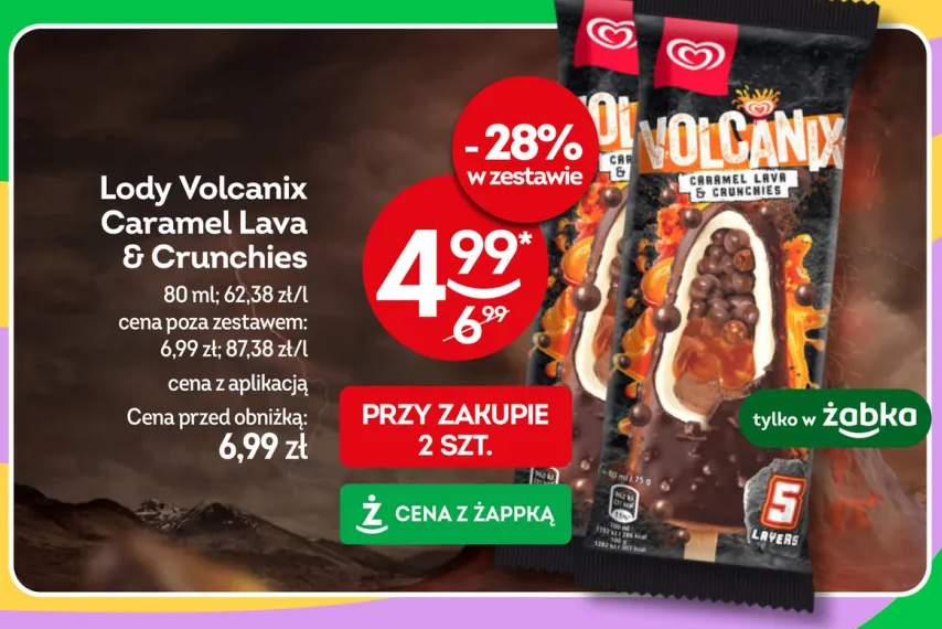 Lody Algida Volcanix Caramel Lava & Crunchies