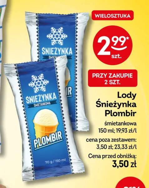 Lody Śnieżynka Plombir śmietankowa