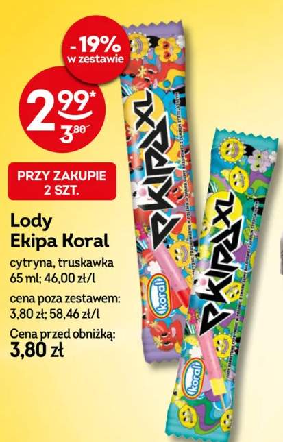 Lody Ekipa Koral cytryna +1 wariant