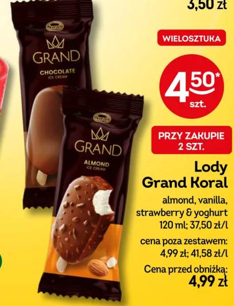 Lody Grand Koral almond +2 warianty